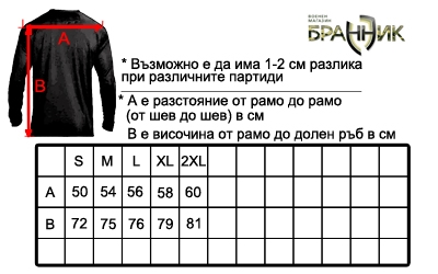 таблица с размери