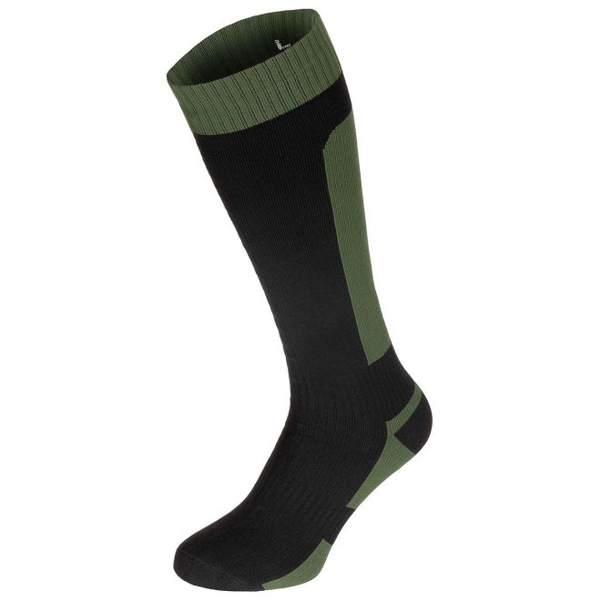 Дълги водоустойчиви чорапи MFH OD green/black с мембрана – тактически чорапи за защита от влага и студ.