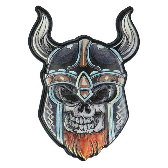 Гумена 3D тактическа нашивка Viking Skull с изображение на череп с викингски шлем и велкро захващане от 101 INC