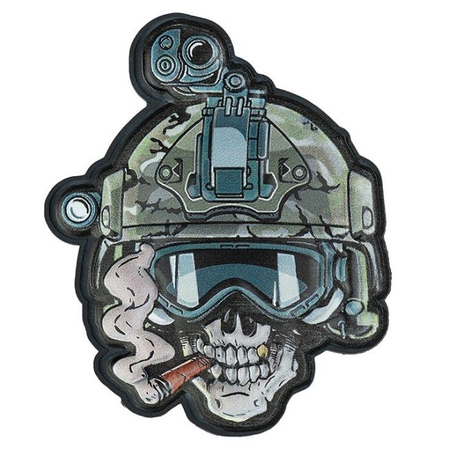 Гумена 3D тактическа нашивка Special Operator Skull с череп, балистични очила и Multicam тактическа каска от 101 INC