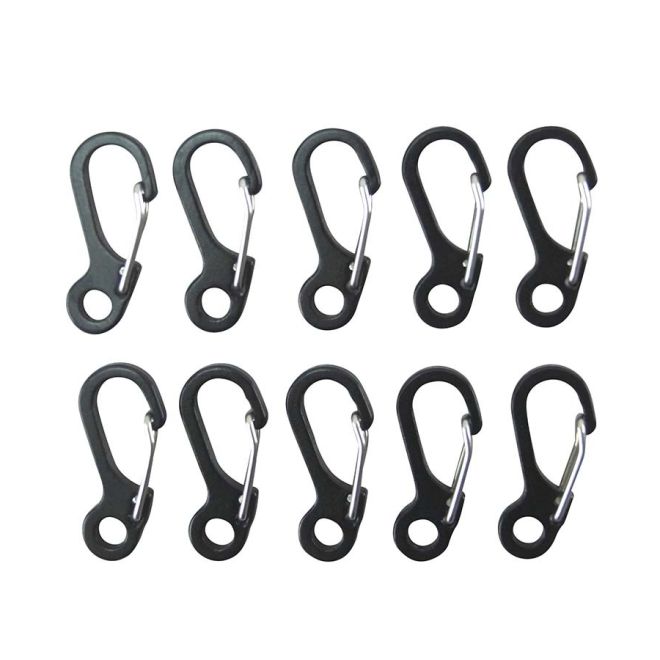 Комплект карабинери за паракорд Kombat Military – 10 черни метални карабинера за 3 мм паракорд