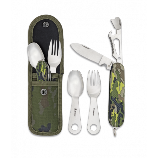 Комплект прибори за хранене и мултитул ALBAINOX Green Camo