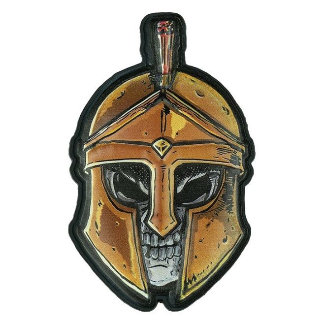 Гумена 3D тактическа нашивка Spartan Skull с изображение на череп със спартански шлем и велкро захващане от 101 INC