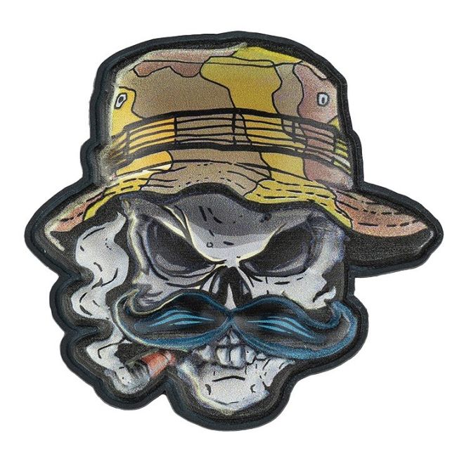 Гумена 3D тактическа нашивка Bush Ranger Skull с череп и камуфлажна шапка с широка периферия от 101 INC
