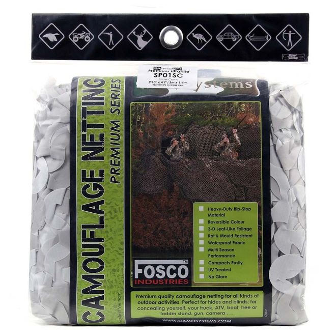 Камуфлажна мрежа UV-устойчива Fosco SP01SC Snow 1,4 x 3 м