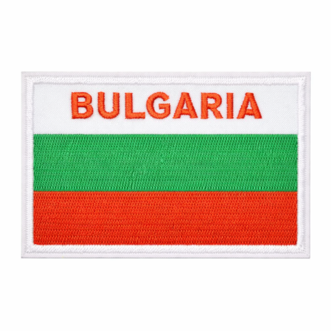 Бродирана нашивка българско знаме с надпис Bulgaria
