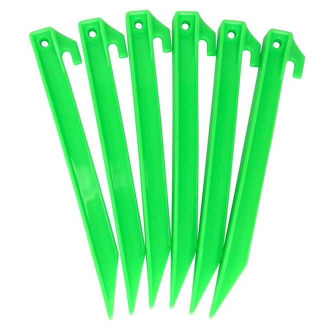 Фосфоресциращи колчета за палатка Kombat Outdoor в комплект 6 бр., неоново зелени, glow in the dark, 22,8 см