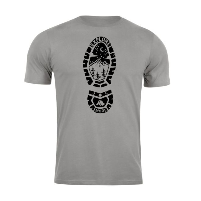 Тениска с щампа Explore More Stone Grey