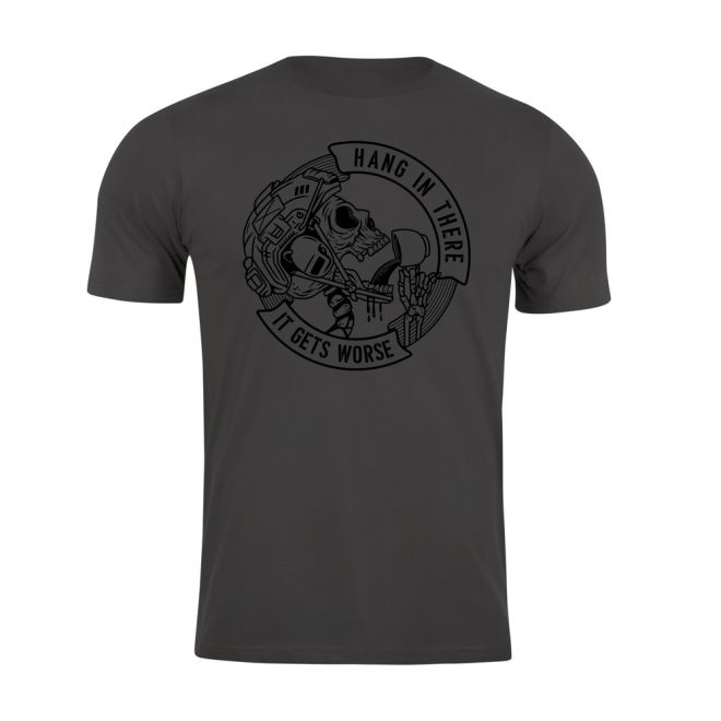 Тениска с щампа Hang in there Dark Steel