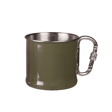 Военно стоманено канче с карабинер 500 ml