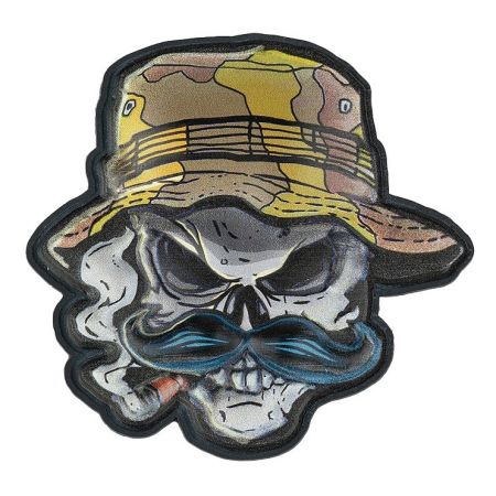 Гумена 3D тактическа нашивка Bush Ranger Skull с череп и камуфлажна шапка с широка периферия от 101 INC