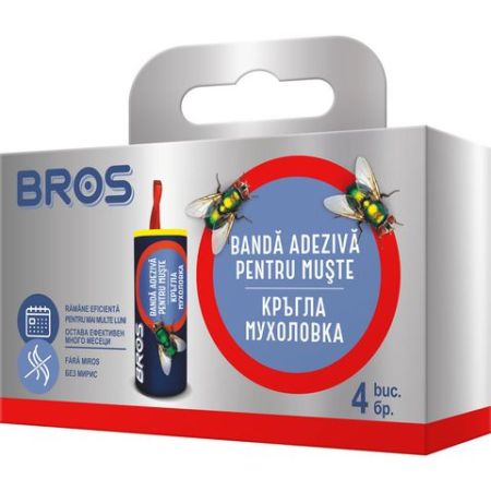 Ленти с лепило капан за мухи и насекоми BROS (4 бр)
