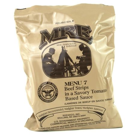 Военна храна MRE на армията на САЩ - Меню 7 - Телешки жулиени в доматен сос