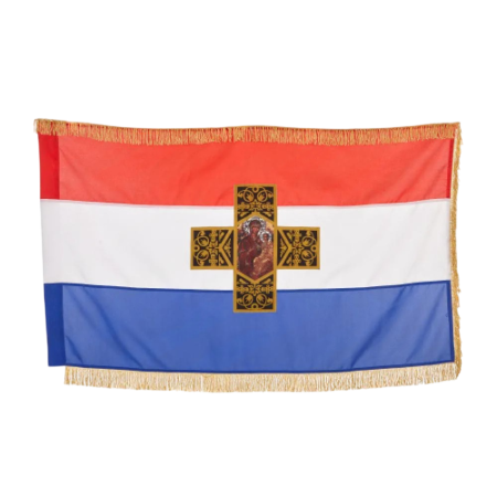 Самарско знаме с ресни 150/90 - лицева страна с изображение на Богородица