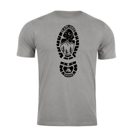 Тениска с щампа Explore More Stone Grey